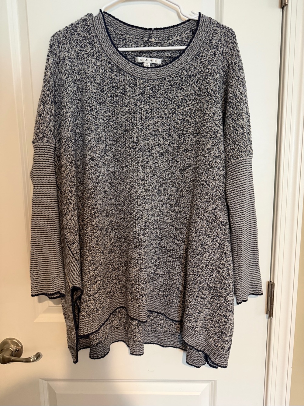 CAbi Black and White Marled Scoop-Neck Sweater